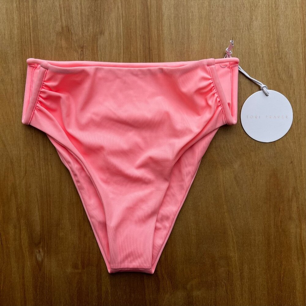 TORI PRAVER PAYTON BOTTOM Women’s Pink Side V Wire Lined Bikini Bottoms sz XS